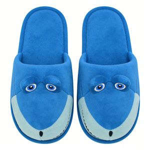 Pantuflas de tiburón personalizadas para niños, pantuflas de tiburón azul para casa, pantuflas de tiburón de peluche, zapatos de interior con diseño de animales para niños - Product Image 1
