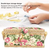Panier à couture artisanal de style européen classique, motif floral vintage, grand format, avec tous les accessoires de qualité supérieure, boîte de rangement pour la couture