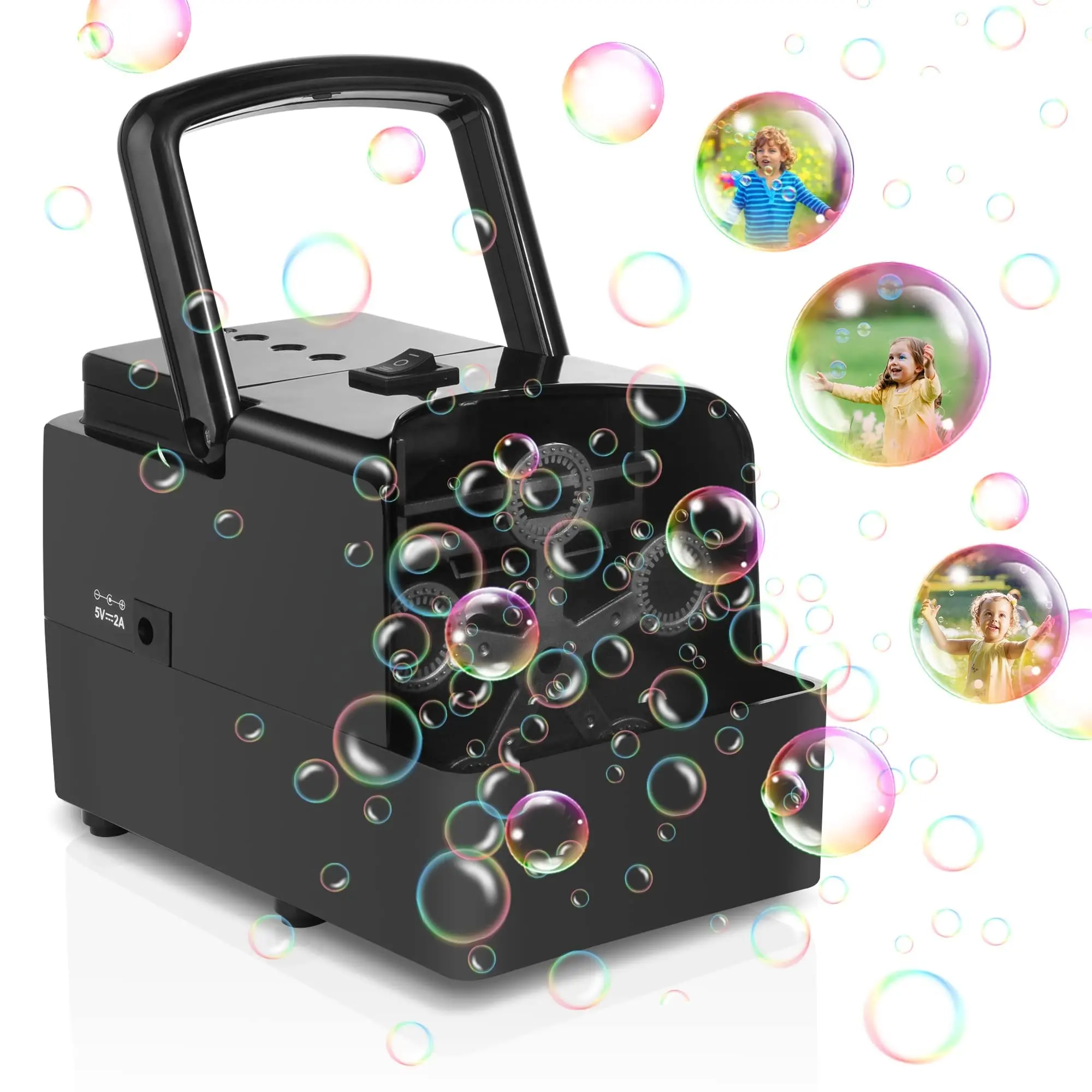 Mini Bubble Machine, Powered by Batteries or USB Power Cord, Bubble Toys for Kids Toddlers