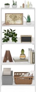 Furinno - Librería tipo <span class=keywords><strong>escalera</strong></span> <span class=keywords><strong>de</strong></span> 5 niveles, estilo contemporáneo, <span class=keywords><strong>de</strong></span> madera <span class=keywords><strong>de</strong></span> ingeniería blanca, ligera, que ahorra espacio, estante <span class=keywords><strong>de</strong></span> exhibición y almacenamiento - Product Image 5