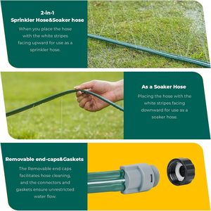 Manguera de riego por aspersión, camas de jardín, ahorro de agua, niebla de goteo para césped, manguera de riego con estacas para manguera - Product Image 2