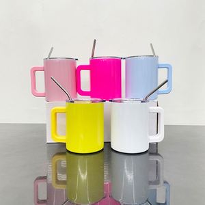 Tazas de Café Personalizadas con Logotipo, Tapa Magnética Deslizante, Color Brillante Macaron, Sublimación en Blanco, 10 oz, con Asa de Plástico - Product Image 2