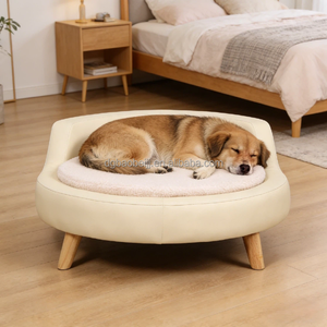 Lit <span class=keywords><strong>pour</strong></span> animaux de compagnie portable moderne de luxe en bois et PVC jaune antidérapant, confortable, de haute qualité, personnalisable OEM <span class=keywords><strong>pour</strong></span> chiens et chats - Product Image 1