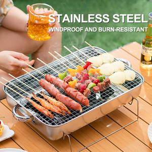 Barbecue au charbon <span class=keywords><strong>de</strong></span> bois miniature moderne <span class=keywords><strong>de</strong></span> <span class=keywords><strong>table</strong></span> Brazier en acier inoxydable 304 pour cuisine extérieure Jardin Pique-nique Maison Barbecue - Product Image 5
