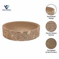 Bac à gratter rond pour chat style Pop Art, en carton ondulé à motif papier kraft, mobilier pour chat, vente en gros