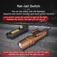 Lampe torche LED tactique 1200 lumens avec interrupteur à pression à distance laser combiné et batteries en aluminium rechargeables