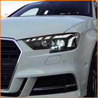 Kit de modernisation des phares de voiture Audi A3 8V 2013 à 2020 style RS, double lentille LED, avec boîtier noir et accessoires LED DRL