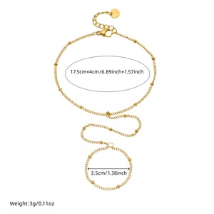 Fashion Chain <b>Bracelet</b> Gold Plated Thin Beaded Link Unisex Jewelry Gift Yiwu Origin B1886 - Product Image 4