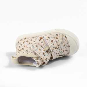 Chaussures de premiers <span class=keywords><strong>pas</strong></span> en toile pour bébés filles, baskets à imprimé floral avec doubles sangles à boucles, semelle TPR antidérapante, bout fermé - Product Image 3