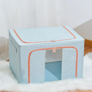 Custom Logo Size Zipper Wardrobe Clothes Quilt Thicken <b>Fabric</b> Organizer <b>Storage</b> Cube <b>Box</b> Bins With Clear Window - Product Image 3