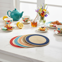 Lot de 4 sets de table ronds vintage en PP tressé, résistants à la chaleur, antidérapants et écologiques pour la maison, la cuisine et l'hôtellerie