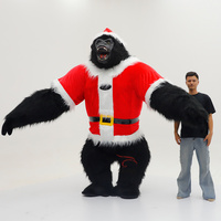 Kostum Maskot Gorila Hitam Santa Natal Inflatable Harga Murah Buatan Pabrik, Kostum Karakter King Kong Inflatable