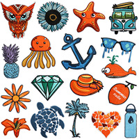 Patch en tissu brodé écologique Xiaotian pour camping-car, motif hibou, baleine, tortue, à thermocoller ou à coudre, en polyester, pour chapeau