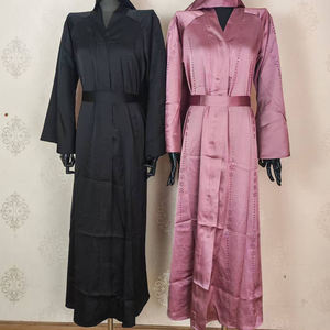 <span class=keywords><strong>Abaya</strong></span> in Raso con Cappuccio per <span class=keywords><strong>Donna</strong></span>, Maniche a Campana, Cintura, Vestito Lungo Musulmano, Abbigliamento Islamico Modesto di Dubai - Product Image 5
