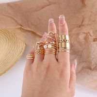 Ensemble de 22 bagues cœur pour femme élégantes et tendance Bague d'ouverture papillon multi-articulations plaquée or pour les anniversaires