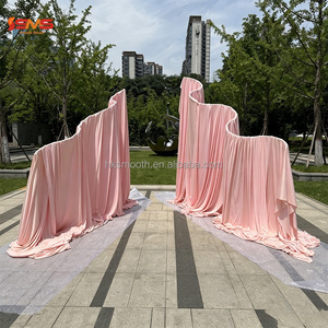 Smooth Wedding S-shaped <b>Backdrop</b> <b>Stand</b> Curtains Pink Spiral White Metal Arch <b>Stand</b> <b>Backdrop</b> for Wedding Event Stage Decoration - Product Image 2