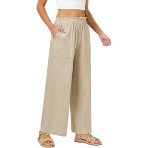 Pantalones Anchos de Lino y Algodón para Mujer FOXA, Cintura Alta, Estilo Palazzo, con Bolsillos, Transpirables, para Vacaciones en la Playa - Product Image 2
