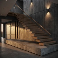 Escaliers Flottants Extérieurs Modernes en Acier Inoxydable de Haute Qualité avec Marches en Bois - Conception Écologique et Durable