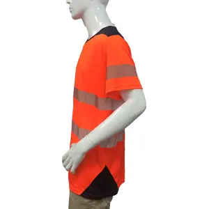 Rayas reflectantes Hi Vis Workwear Construcción Hi Vis Seguridad Trabajo Camiseta Reflectante Camisa de alta visibilidad para hombres