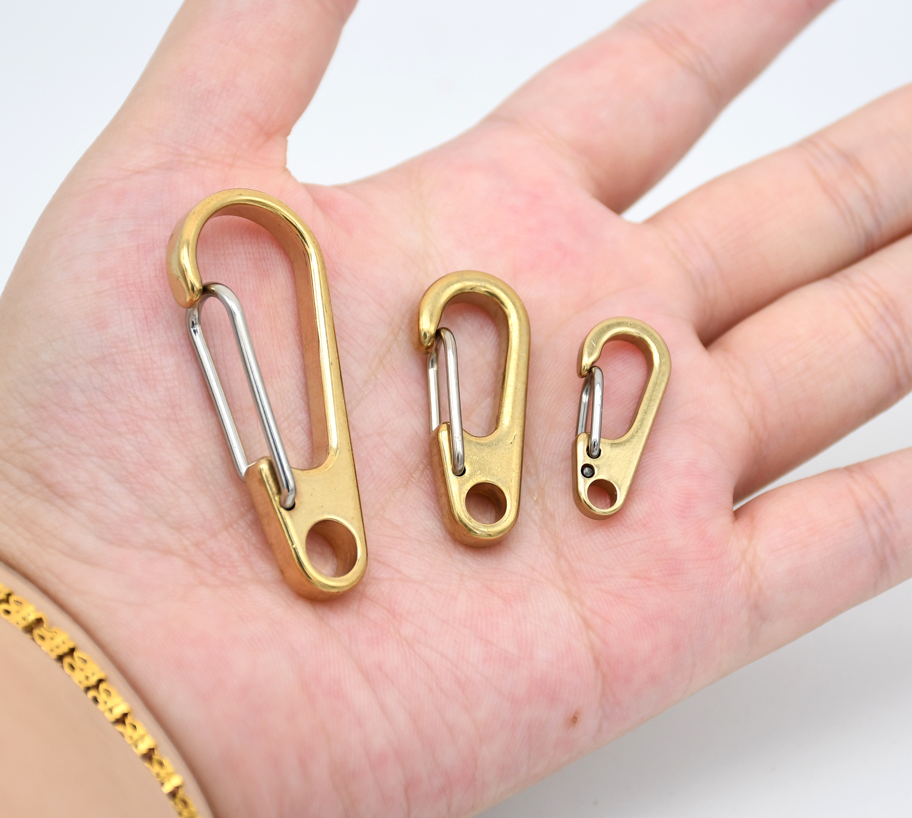 Brass Belt Hook - Solid Brass Spring Clasp for Leather Strap