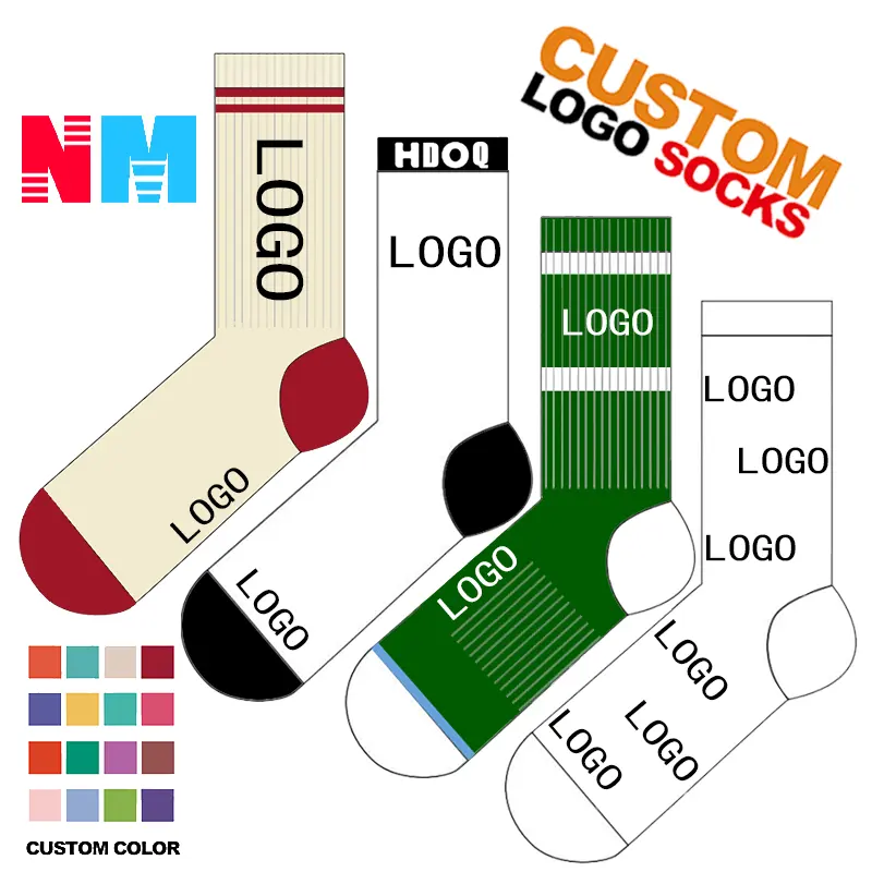 NMDZ OEM Crew Herren Tube Calcetines Passen Sie gestrickte gestickte Design gemacht Stickerei benutzer definierte Logo Baumwolle Sport Sport Socken