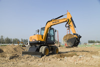 Roda Excavator Harga 7.5 Ton Wheel Excavator Mesin Dengan 0.23m3 Kapasitas Bucket