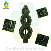 Árbol Topiario Artificial en Espiral Doble de 120 cm, en Maceta, para Decoración de Interiores, Realista, Verde Artificial