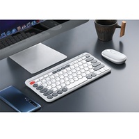 Kit Clavier Sans Fil 2.4G Double Mode à Commutateurs Ciseaux Rechargeable Design Mince Blanc Souris Gaming Multilingue Combo Bureau 1200