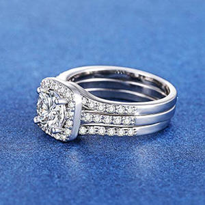 Set di Gioielli da Sposa T0612 in Argento 925 con Anello di Diamanti, Design Geometrico, Gioielli Raffinati da Donna per Matrimonio - Product Image 5