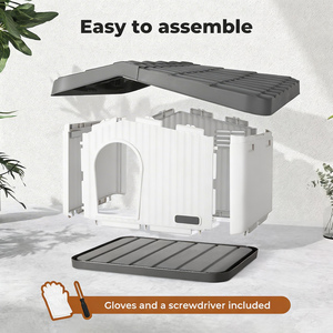 บ้านสุนัข AFP แข็งแรงทนทาน ทำจากพลาสติก หลังคาทรงเอียง กันแดดกันฝน พร้อมพื้นกันลื่น ใช้ได้ทั้งภายในและภายนอกอาคาร - Product Image 4