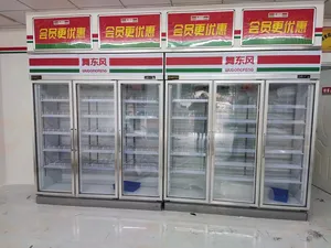 Thương mại Tủ Đông Ba cửa kính Tủ lạnh hiển thị tủ lạnh cho nước trái cây uống hiển thị tủ lạnh