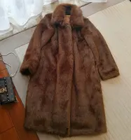 Long manteau d'hiver en fausse fourrure de renard pour femme, veste de luxe de haute qualité, vente en gros