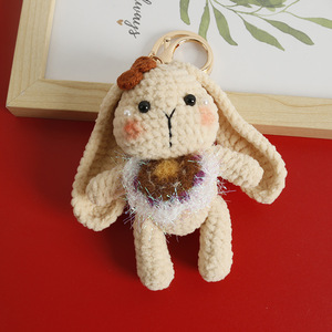 Nouvelle poupée <span class=keywords><strong>lapin</strong></span> en peluche <span class=keywords><strong>au</strong></span> <span class=keywords><strong>crochet</strong></span> avec oreilles tombantes, grand pendentif tissé à la main, breloque de sac <span class=keywords><strong>crochet</strong></span>ée à la main - Product Image 1