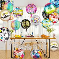 Ballon rond en aluminium de 18 pouces, Joyeux Anniversaire, nouveau modèle imprimé, ballon à hélium flottant, ballon lettre, décorations et fournitures pour fêtes