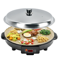Machine à faire de l'injera électrique de 48 cm de diamètre, 2200 W, plaque à injera pour des plats éthiopiens authentiques, crêpes, pita, chapatti, dosa