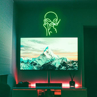 Enseigne au néon LED Alien Bar, lumière verte Alien pour la décoration murale de la maison, du bureau, du magasin, de la salle de jeux, alimentée par USB, décoration au néon