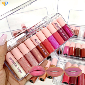 <span class=keywords><strong>Set</strong></span> <span class=keywords><strong>de</strong></span> Brillo Labial Vegano, Brillo Labial Color Nude, Muestra Gratis, Cosméticos <span class=keywords><strong>de</strong></span> Marca Privada, Brillo Labial Mate, Brillante, Mini, con Purpurina - Product Image 1
