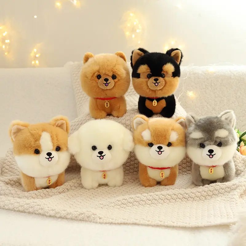 Hot Selling Cartoon Anime Adorable Stuffed Animal Toys Kawaii Stuffed Animal Dog Toys Simulated Fluffy Dog for Kids