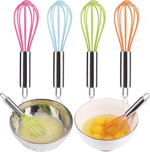 Fouet à œufs manuel en silicone et acier inoxydable de haute qualité, durable et coloré, pour battre et fouetter - Product Image 1