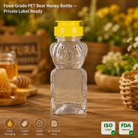 Botella de Plástico Transparente con Forma de Oso, de Grado Alimenticio, con Tapa de Rosca, para Miel, Leche, Jugo, Té, para la Cocina