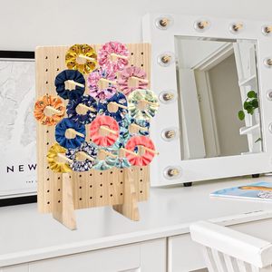 Wooden Pegboard <b>Shelf</b> 15.7in x 11.57in <b>Desktop</b> Jewelry Organizer For Earrings And Hair Ties - Product Image 3
