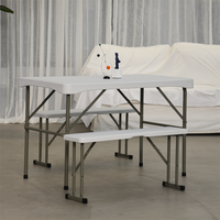Ensemble de table et banc à bière en plastique pliant pour salle à manger de jardin portable d'extérieur