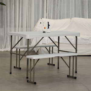 Juego de mesa y banco de cerveza de plástico plegable para comedor de jardín portátil al aire libre - Product Image 2