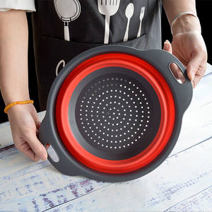 Panier de drainage multifonctionnel pliable et télescopique en TPR écologique pour le nettoyage et le lavage des légumes et des fruits, idéal pour la cuisine domestique - Product Image 2