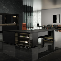 Bureau de direction de luxe haut de gamme en forme de L, table de bureau moderne avec armoire de rangement pour PDG, solution de mobilier de bureau tout-en-un