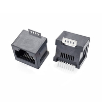 Prise réseau RJ45 8P8C 180 °   Connecteur PCB vertical tout plastique noir pour appareils Ethernet