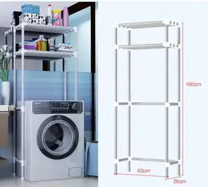 Rak toilet kamar mandi multi lapisan, rak penyimpanan mesin cuci berdiri lantai untuk lemari penyimpanan pakaian balkon