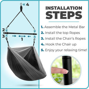 Hamaca Colgante de Nailon 210T con Cuerda de Paracaídas y Silla Columpio Sensorial Plegable <span class=keywords><strong>para</strong></span> Árbol, Jardín, Ocio, Relajación, Patio - Product Image 2