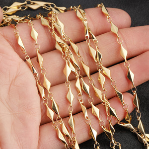 Chaîne en acier inoxydable 3D en forme de losange plaquée or pour la fabrication de bracelets, accessoires de bijouterie H1707 - Product Image 2