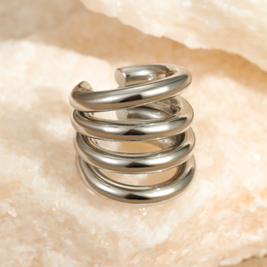 ต่างหูแบบหนีบรูปตัว C สไตล์มินิมอล ไม่ต้องเจาะหูและกระดูกหู สแตนเลสสตีลทันสมัยหลายชั้น - Product Image 4